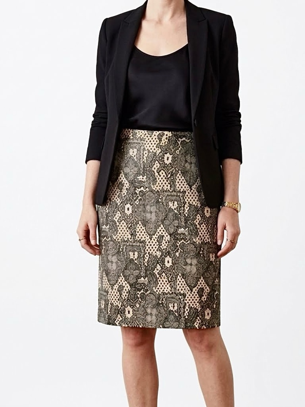 Vintage Maggy London Pencil Skirt Sparkly Black Lace Print Sexy Glam NWT Size 12